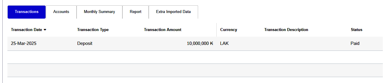transaction menu